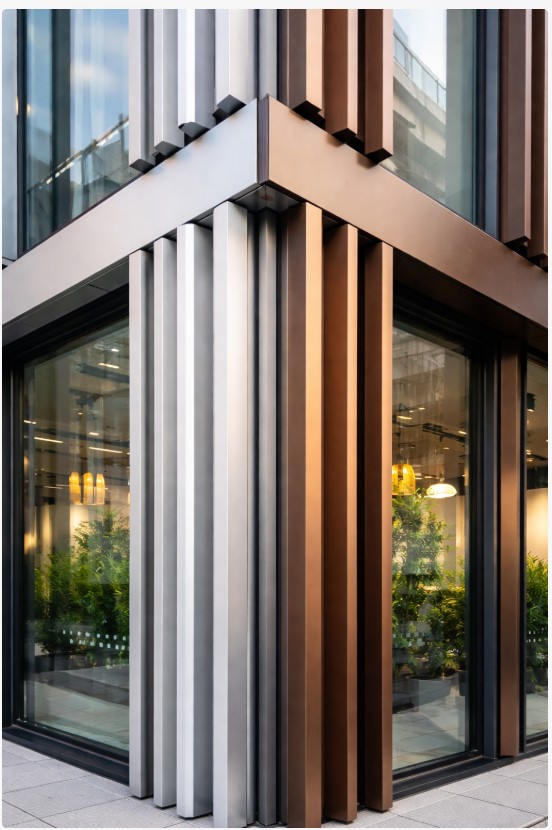 Anodised aluminium profiles in architectural application showcasing corrosion resistance and aesthetic finish
